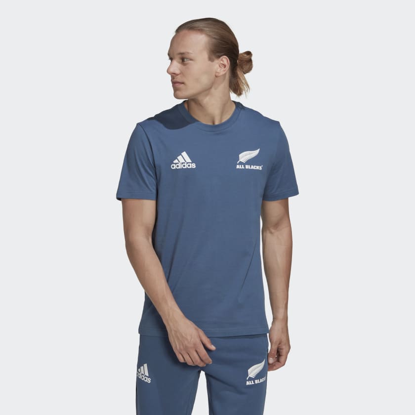 adidas All Blacks Rugby Cotton Tee Blue adidas Australia