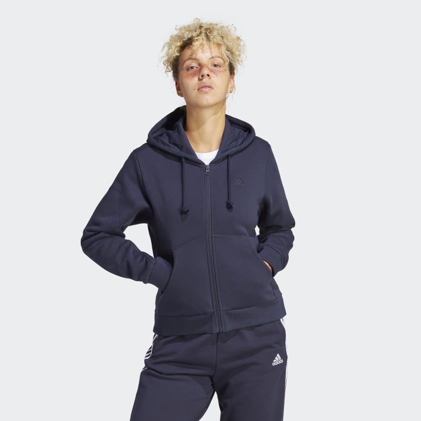 adidas ALL SZN Fleece Full-Zip Hoodie - Blue | Women's Lifestyle | adidas US