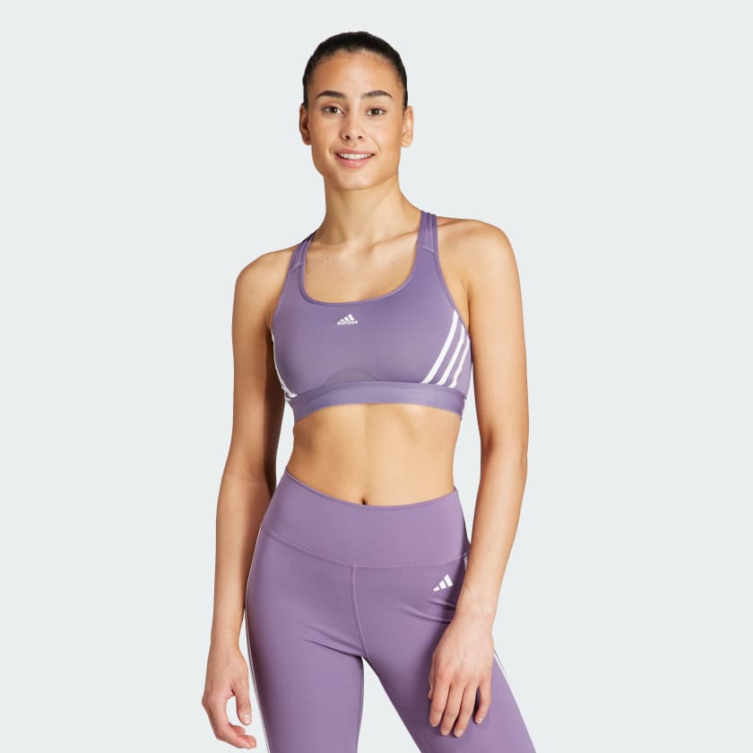 adidas Performance Medium support sports bra - silver  violet/iridescent/purple 