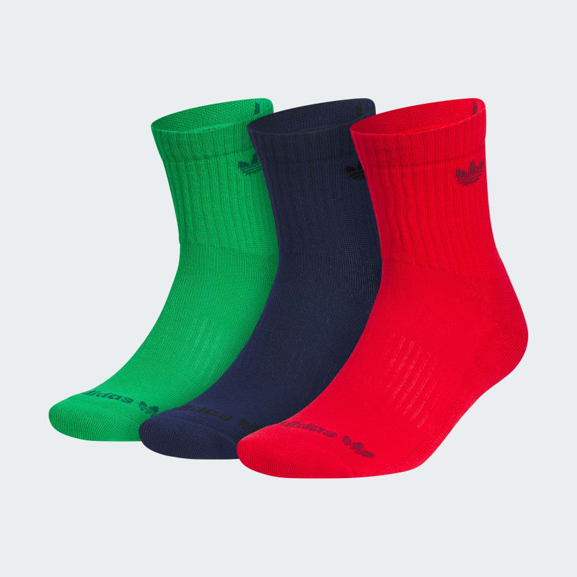 adidas Originals Trefoil 2.0 3-Pack High Quarter Socks - Green | Free ...