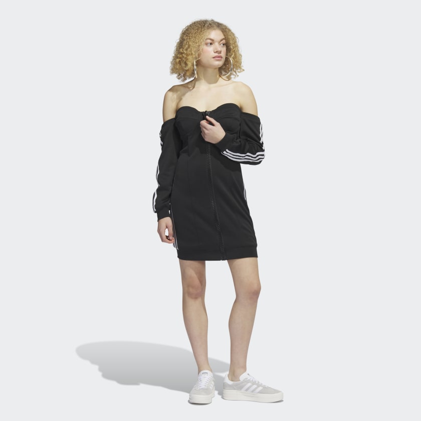 koolhydraat in het midden van niets Gelijkmatig adidas Jeremy Scott Off Shoulder Dress - Black | Women's Lifestyle | adidas  US