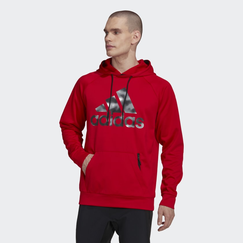 adidas AEROREADY Game and Go Camo Logo Hoodie - Red | Men's Training ...