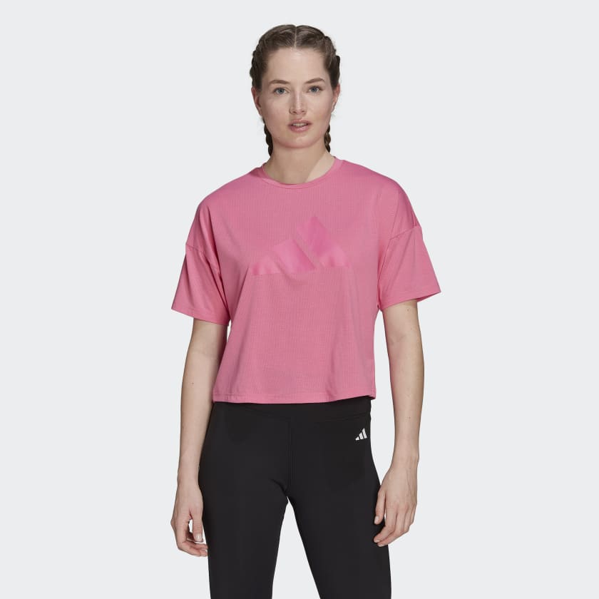 adidas Train Icons 3 Bar Logo Tee - Pink | adidas Singapore