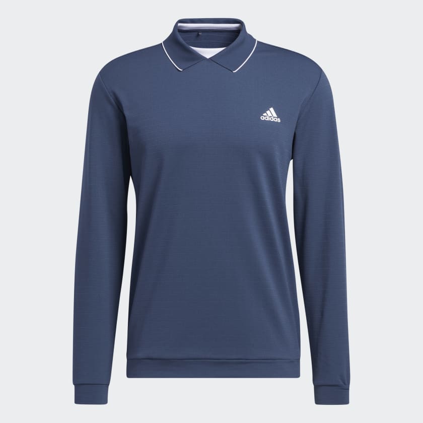 adidas Thermal Primegreen Long Sleeve Polo Shirt Blue adidas New Zealand