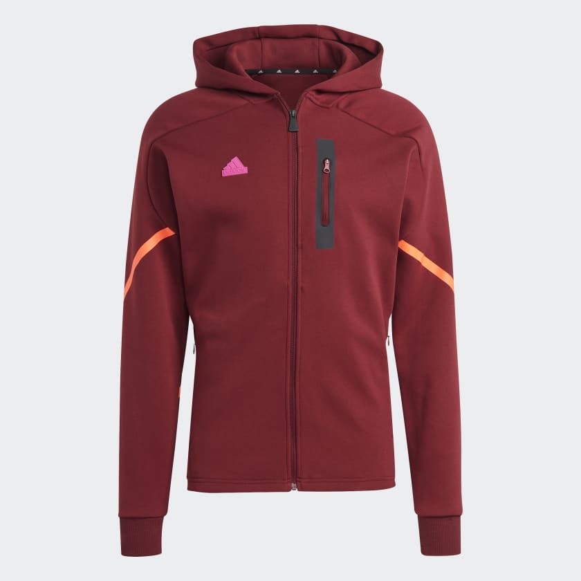 adidas Designed for Gameday Full-Zip Hoodie - Burgundy