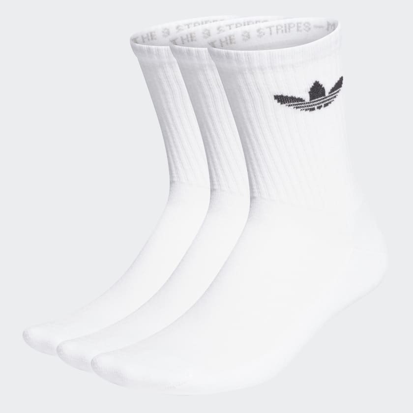 adidas Cushioned Trefoil Mid-Cut Crew Socks 3 Pairs - White | adidas ...