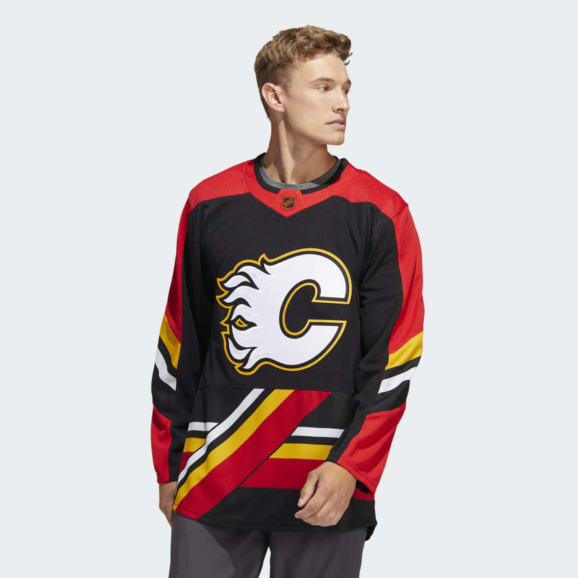 adidas Flames Authentic Reverse Wordmark Jersey - Black | Men's Hockey | US