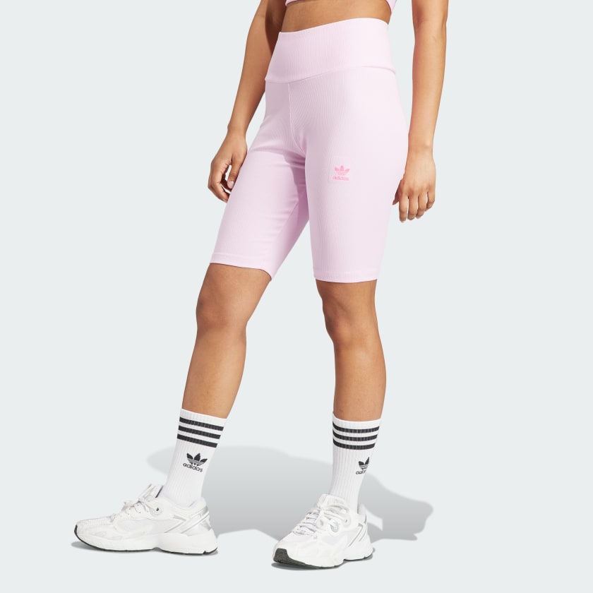 adidas logo legging shorts in pink - ShopStyle
