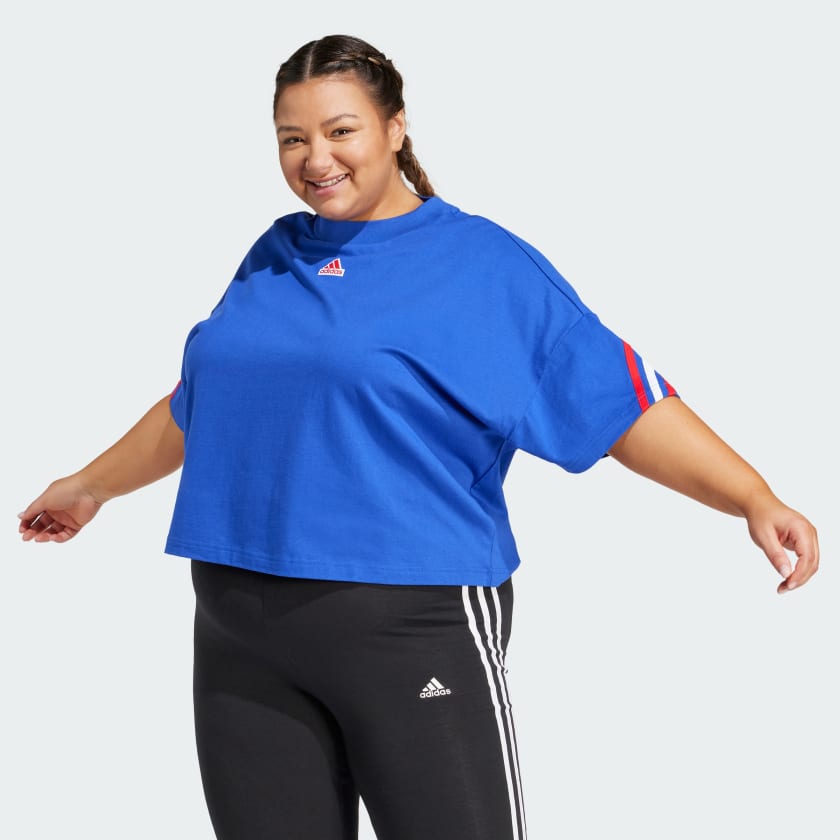adidas Future Icons 3 Stripes Tee Plus Size Blue Free Shipping with adiClub adidas US