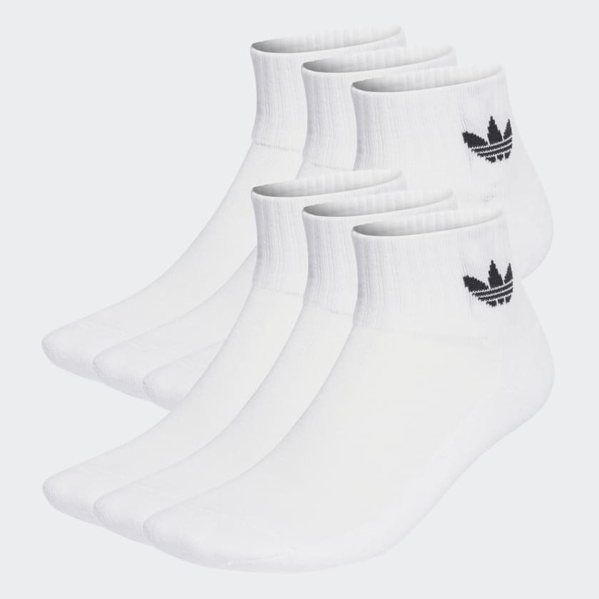 adidas Mid Ankle Socks 6 Pairs - White | Free Delivery | adidas UK