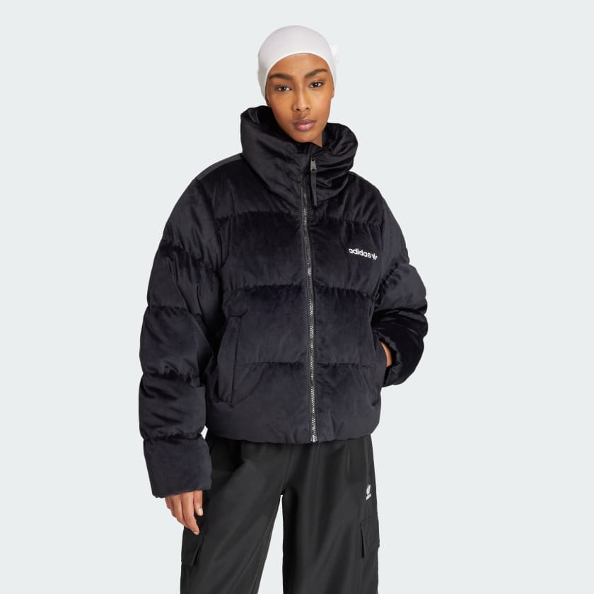 Adidas originals short down filled jacket in black sale
