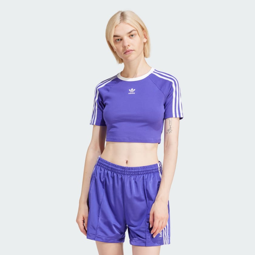 アディダス スリーストライプス 半袖ベビーTシャツ - パープル