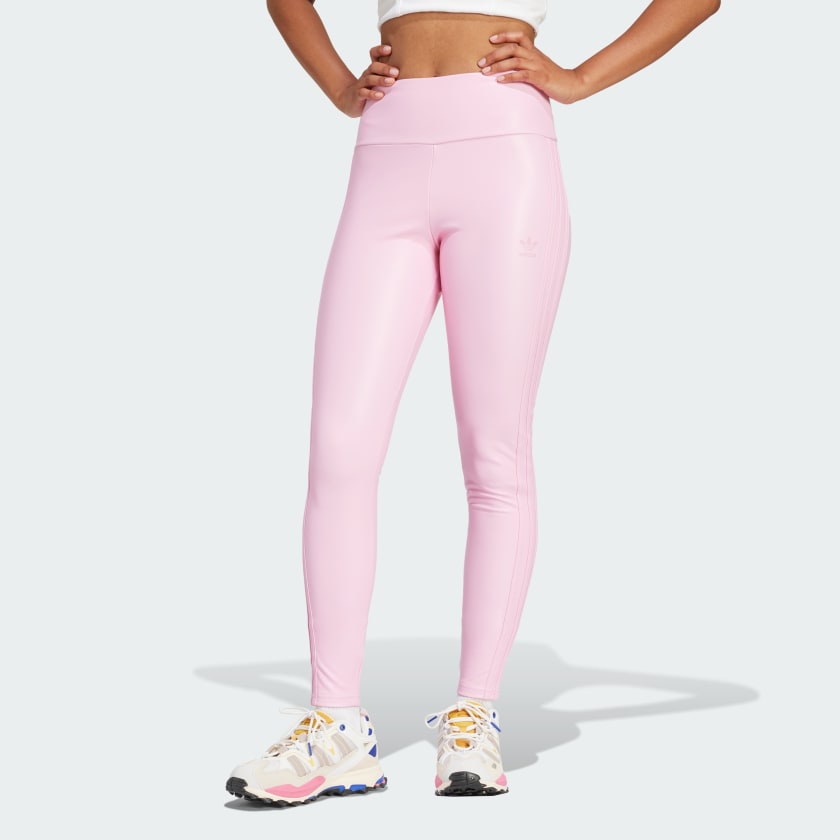 adidas Faux Leather Leggings - Pink, Women's Lifestyle