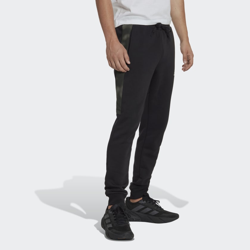 adidas Essentials Camo Print Fleece Pants - Black | Men's Training