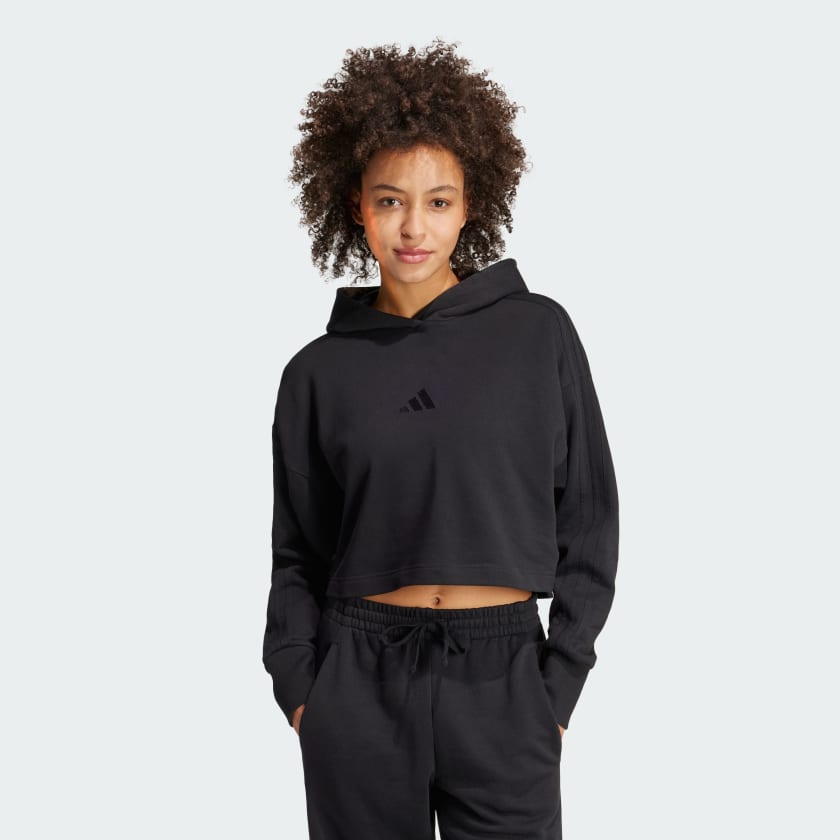 adidas ALL SZN French Terry 3-Stripes Hoodie - Black | Free