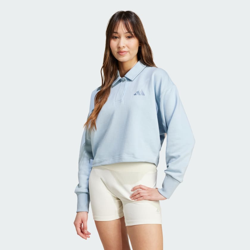 adidas ALL SZN French Terry Polo Sweatshirt Blue adidas UK