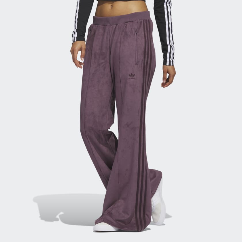 adidas Originals adicolor three stripe wide leg track pants in crimson