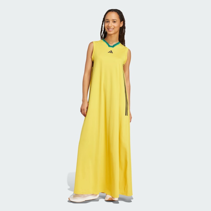 アディダスTiro Cut 3-Stripes Soft Mesh Long Dress☆選べる3色 adidas Tiro Cut 3-Stripes Soft Mesh Long Dress - Yellow