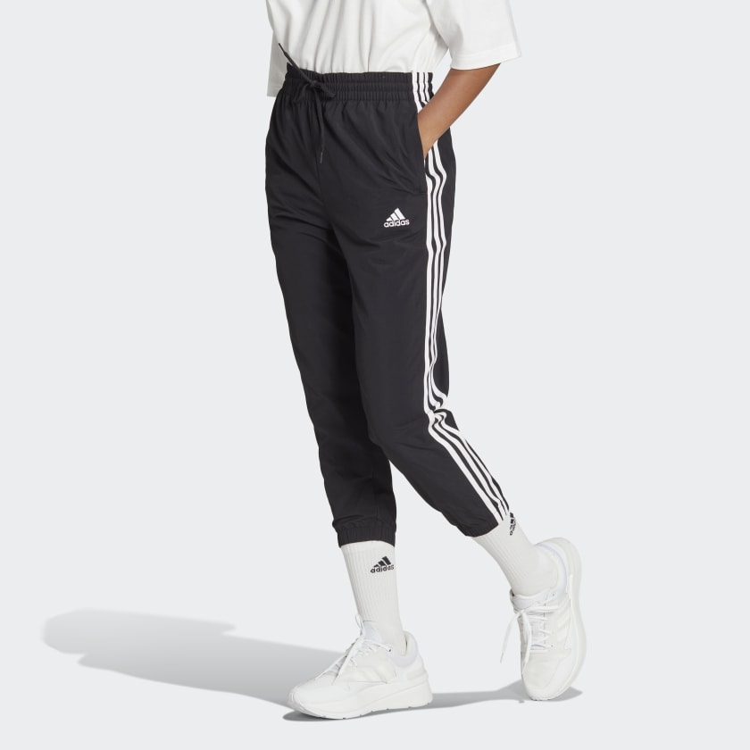 adidas Essentials 3-Stripes Woven 7/8 Pants - Black | adidas New Zealand
