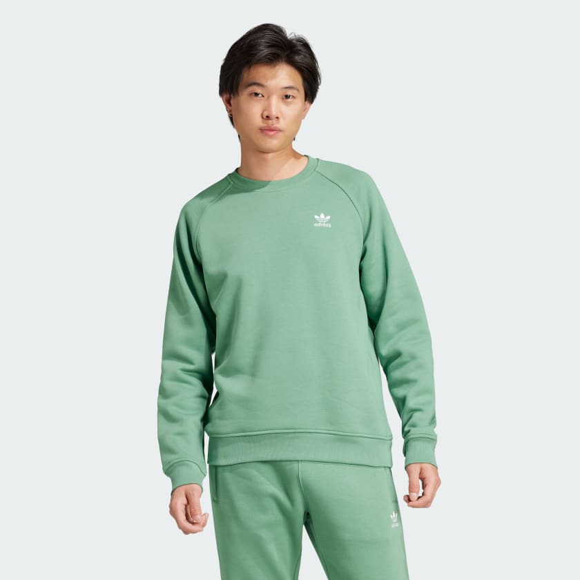 adidas Trefoil Essentials Crew Sweatshirt Green Free Shipping with adiClub adidas US