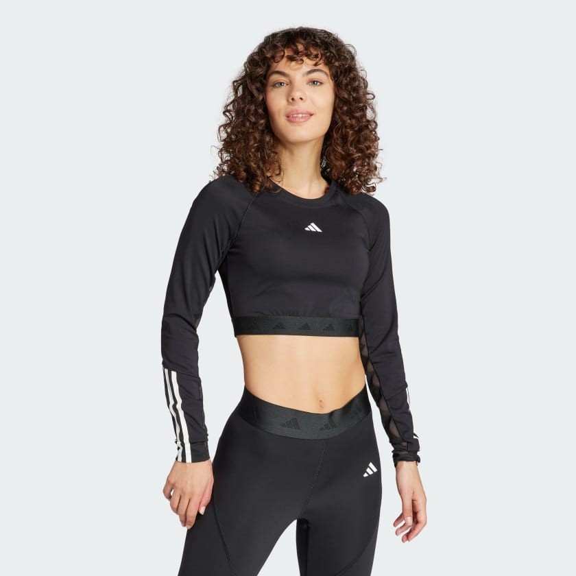 adidas Hyperglam Training Crop Longsleeve zwart adidas Belgium