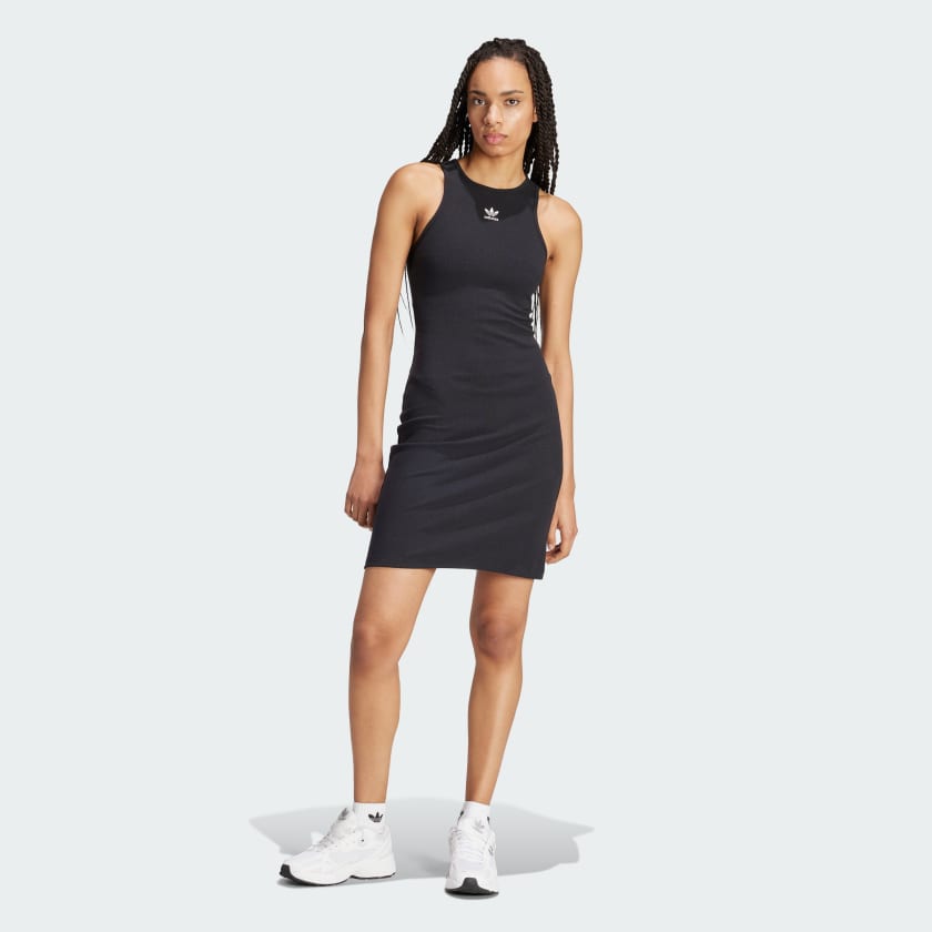 adidas Essentials Rib Tank Top (Plus Size) - Black, Women's Lifestyle