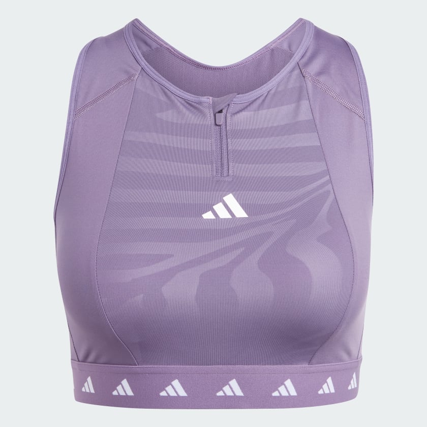 Reggiseno sportivo Powerimpact Training Medium Support Techfit High Neck Zip Viola IT9174 01 laydown