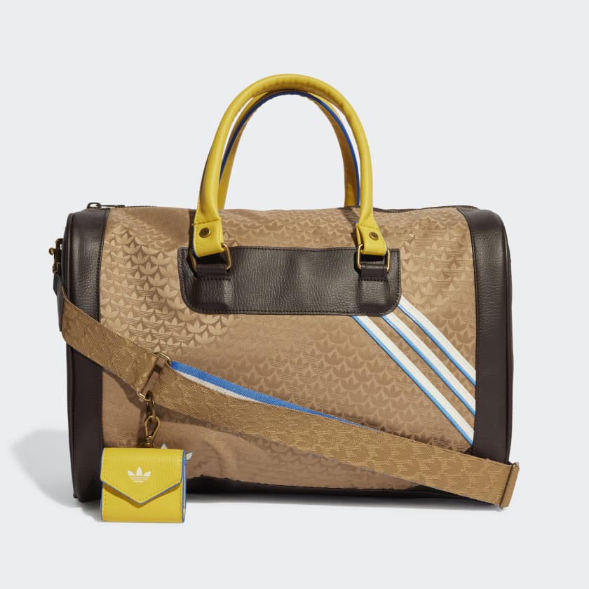adidas Originals 'adicolor 70s' unisex monogram duffle bag in brown