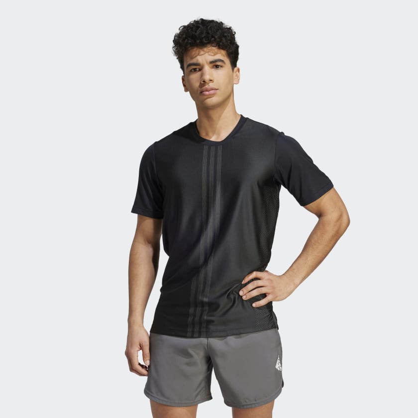 adidas HIIT Workout 3-Stripes T-Shirt - Black | adidas UK