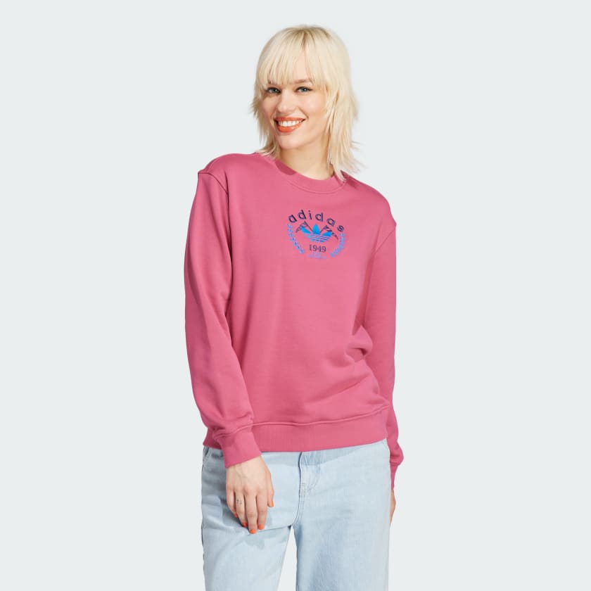 adidas Crest Embroidery Sweatshirt - Pink | Women's Lifestyle | adidas US