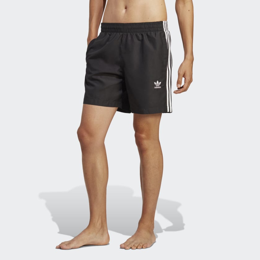 adidas Originals Adicolor 3-Stripes Swim Shorts - Black | Men's Swim ...