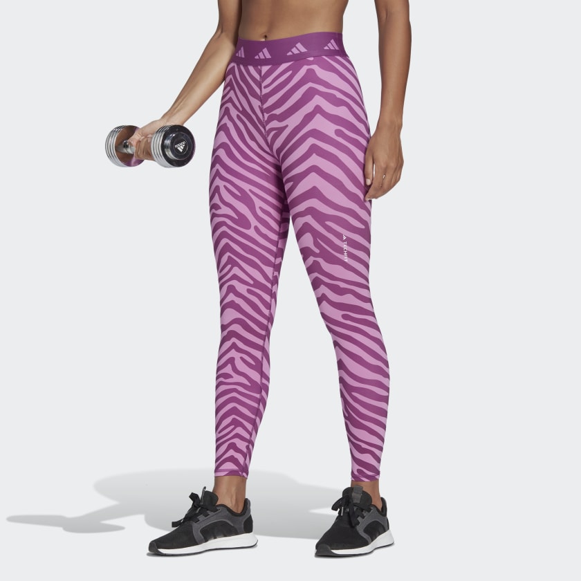 adidas Hyperglam Techfit High-Waisted 7/8 Zebra Leggings - Multicolor, Women's Training