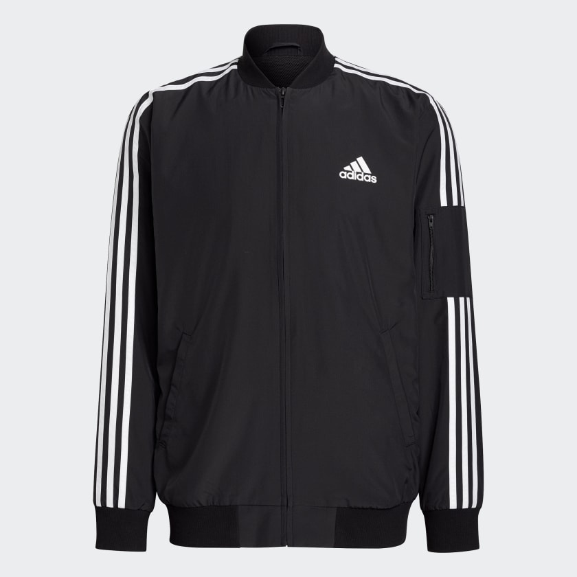 adidas Chamarra Deportiva Essentials 3 Franjas Tejida Negro adidas Mexico