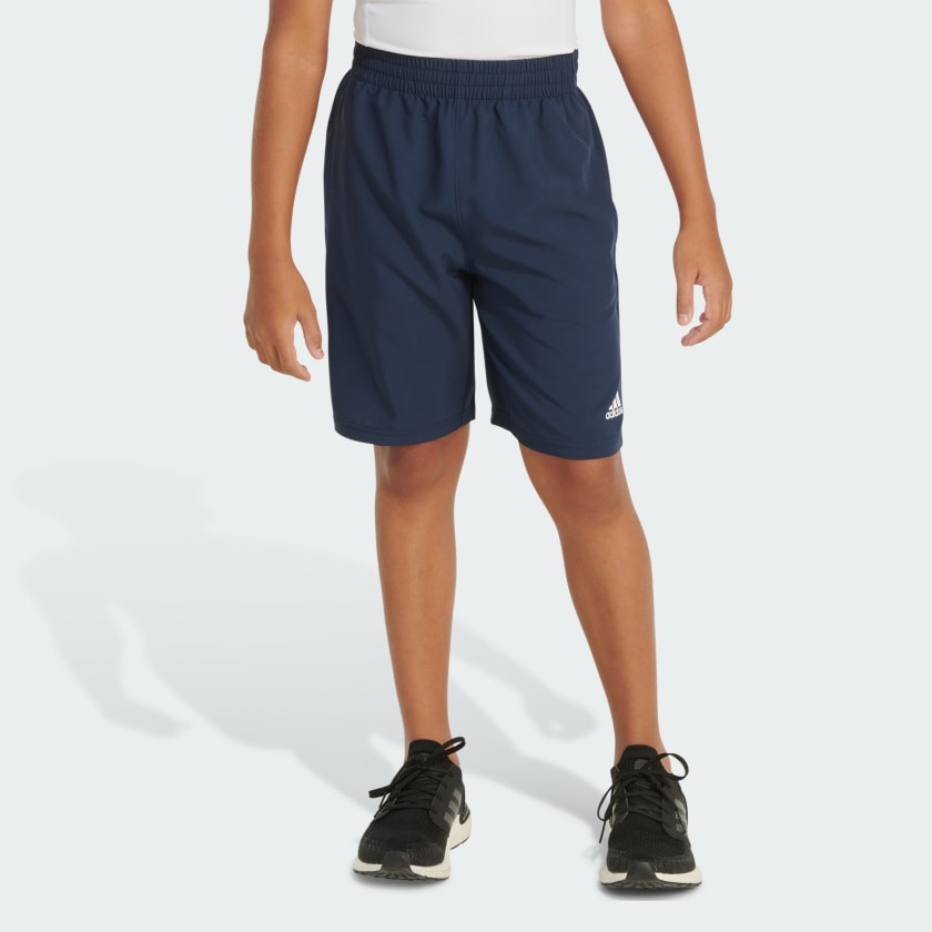 Adidas Boys 8 20 Elastic Waistband Sportwear Logo Shorts Navy Blue Large