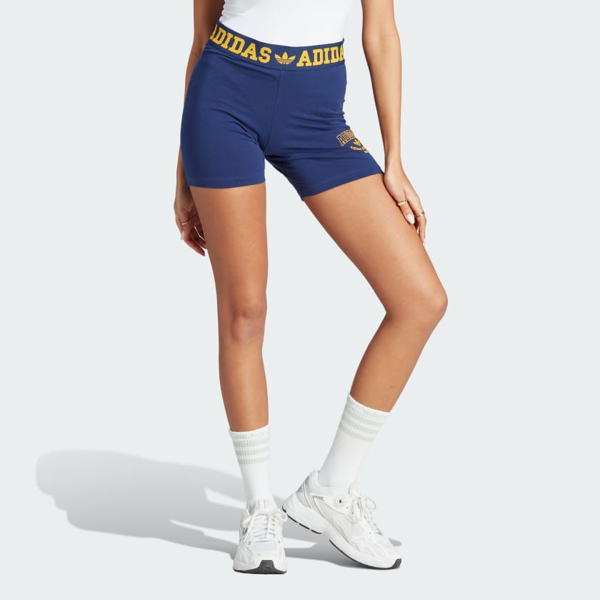 adidas Logo Waistband Booty Shorts - Blue