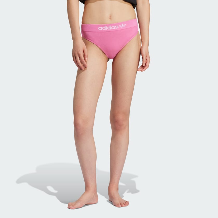 adidas Modern Flex Cotton Thong Briefs - Pink, Women's Lifestyle