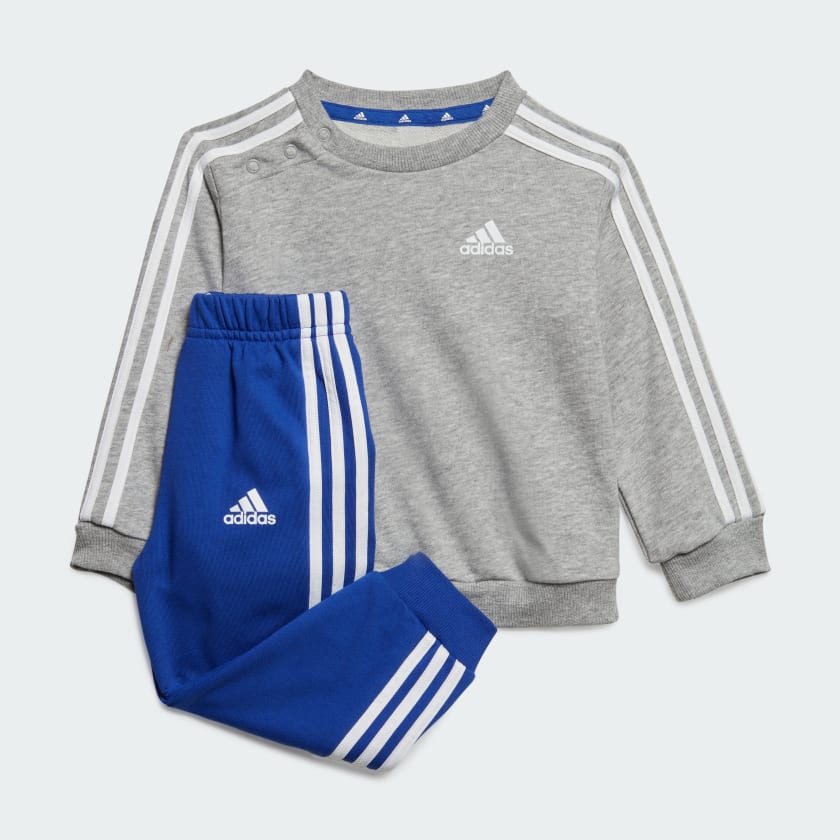 adidas Essentials 3 Stripes Jogger Set Kids Grey adidas UK