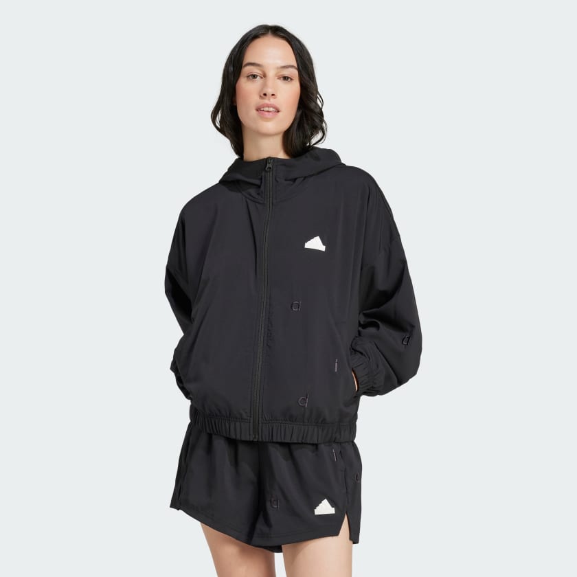 adidas Embroidery Loose Windbreaker Black adidas Thailand