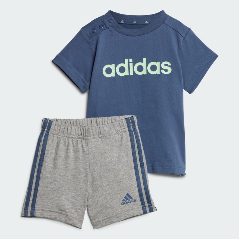 adidas Essentials Lineage Organic Cotton Tee and Shorts Set Blue