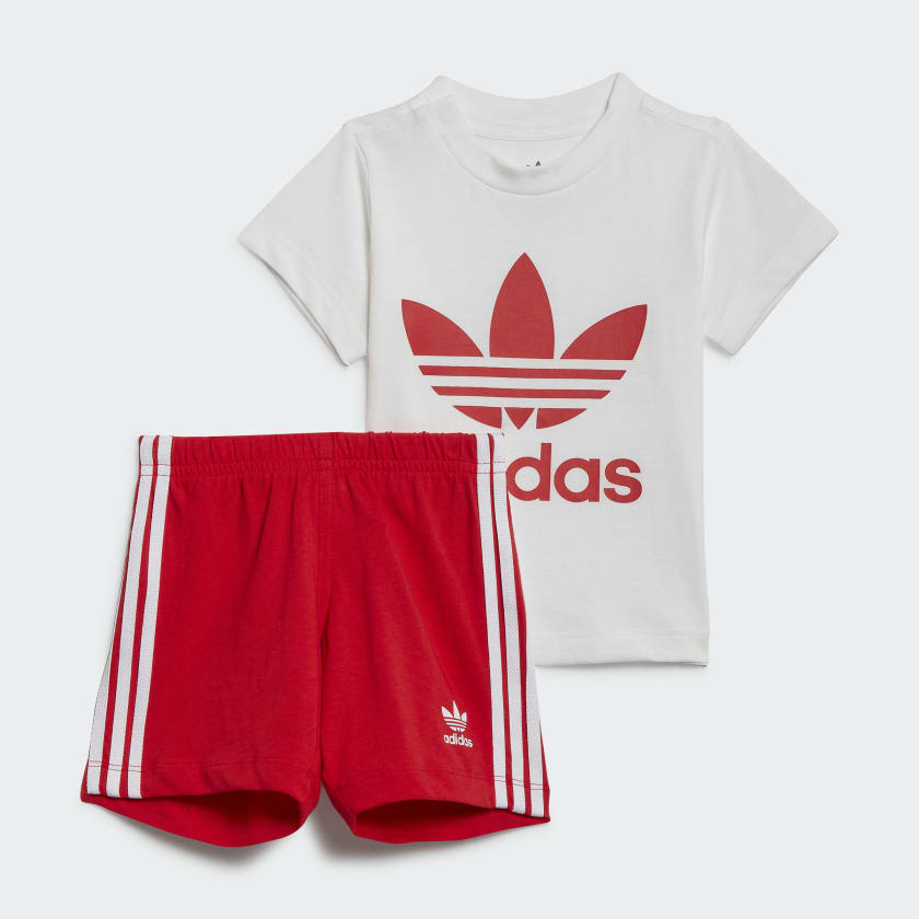 White adidas Trefoil Set Tee | adidas - Kids\' US | Lifestyle Shorts