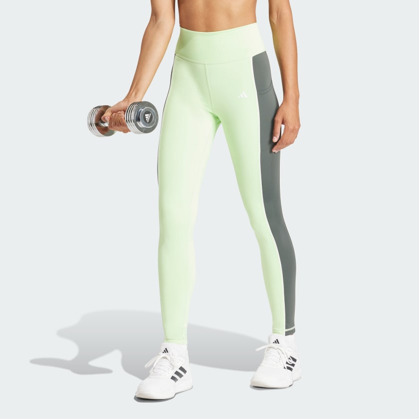 adidas Optime High Rise Color Block 7/8 Leggings - Green | Women's Training  | adidas US