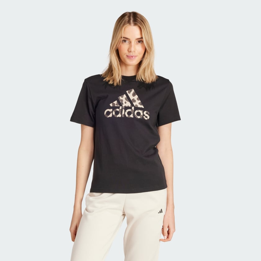 Black and white adidas t shirt women's sale