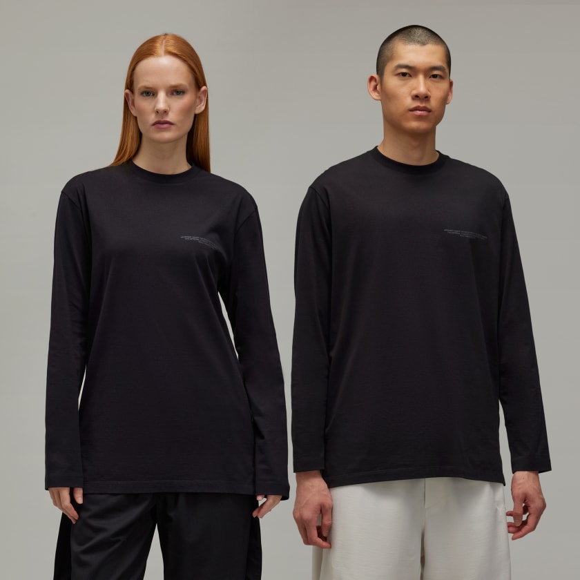 adidas Y-3 Logo Long Sleeve Tee - Black | Free Shipping with