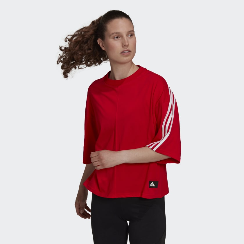 adidas Sportswear Future Icons 3-Stripes Tee - Red | Women's Training ...