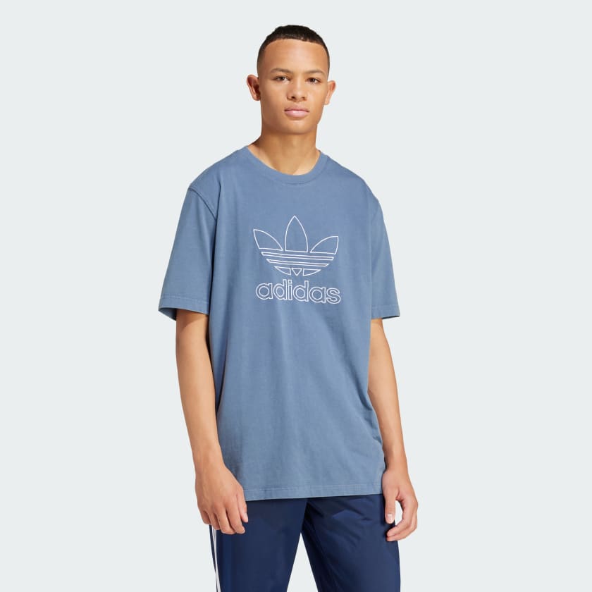 adidas Adicolor Outline Trefoil T Shirt Blue adidas UK