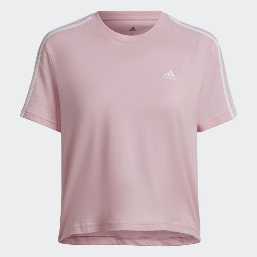 adidas Essentials Loose 3 Stripes Cropped Tee Pink adidas Thailand