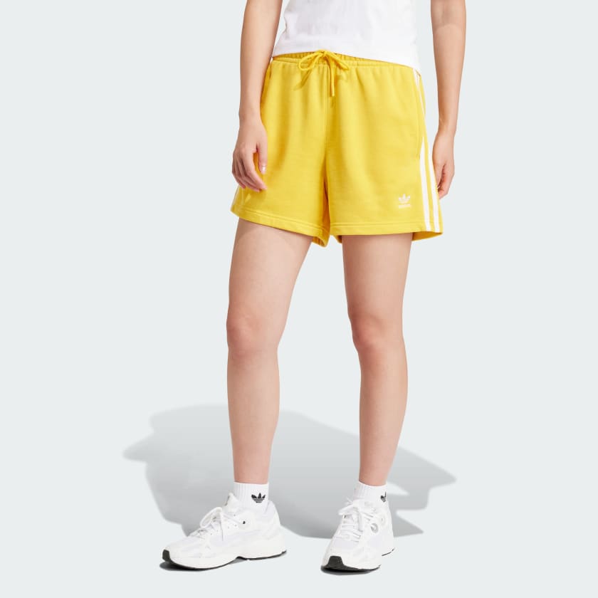 adidas Adicolor 3-Stripes French Terry Shorts - Yellow | Women's Lifestyle  | adidas US