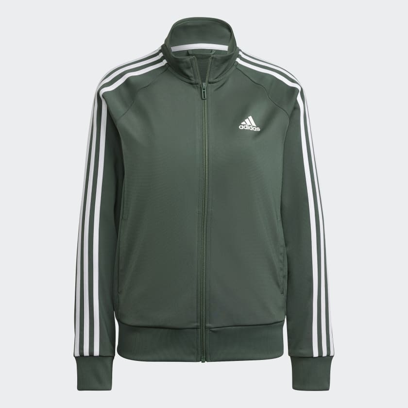 Adidas 3 stripe green tracksuit jacket cheap