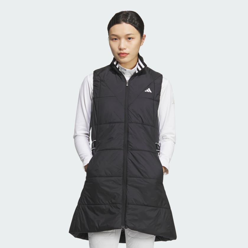 アディダス レディース ゴルフウェア 中綿ベスト 秋 冬 WIND.RDY 撥水 中わた ロングベスト (JSB87) Adidas ブラック S レディス