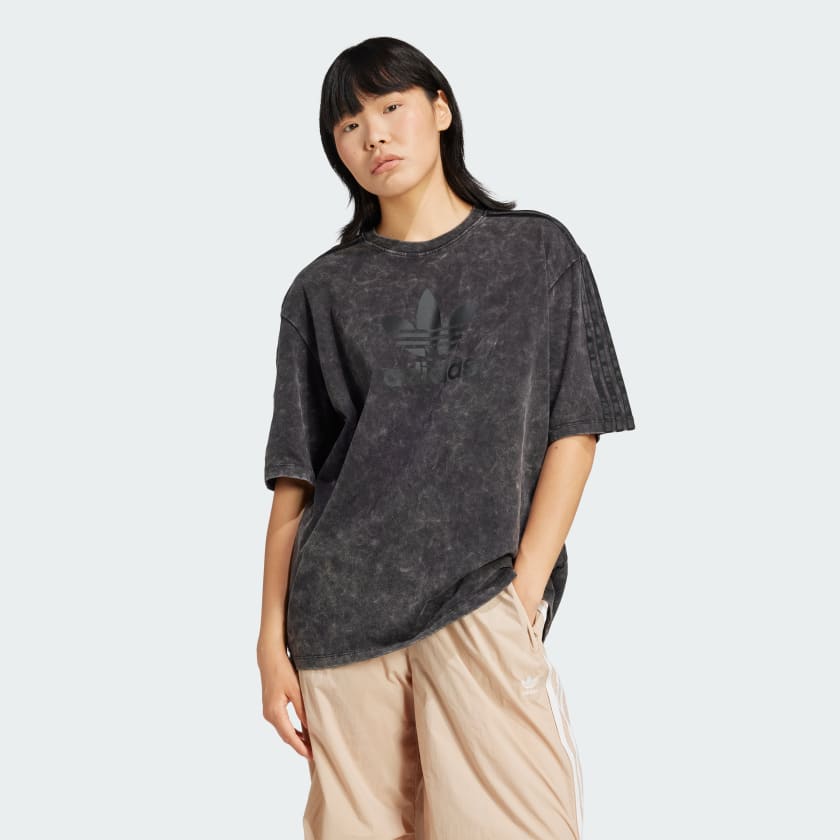 Adidas Washed Out Boyfriend Fit Tee Black A S Women Lifestyle Shirts